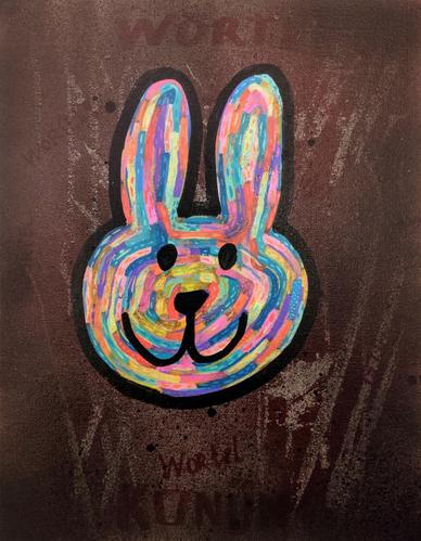 Konijn Artwork 17 - Canvas 24x30cm