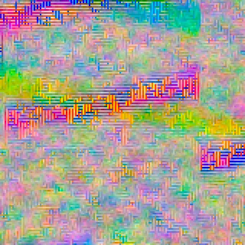 Enlarged detail of the brick wall photograph showing fine coloured interference