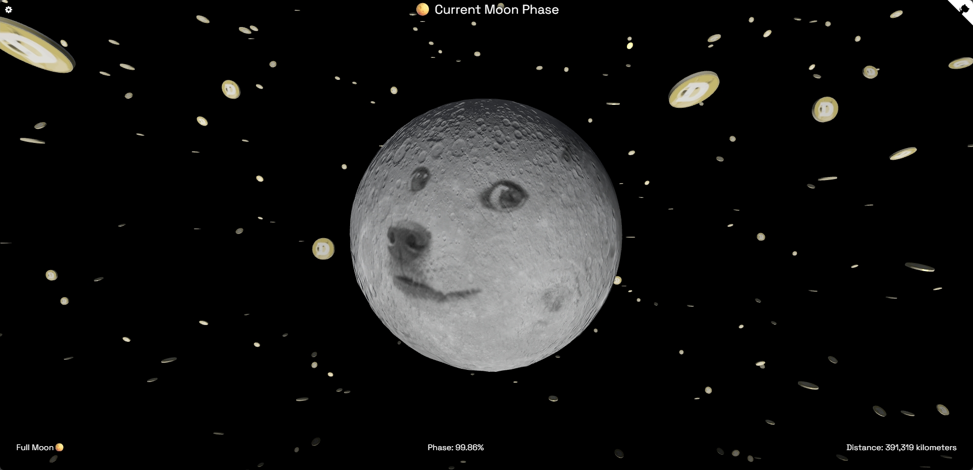 Moon Phase 3D Screenshot (Doge mode)