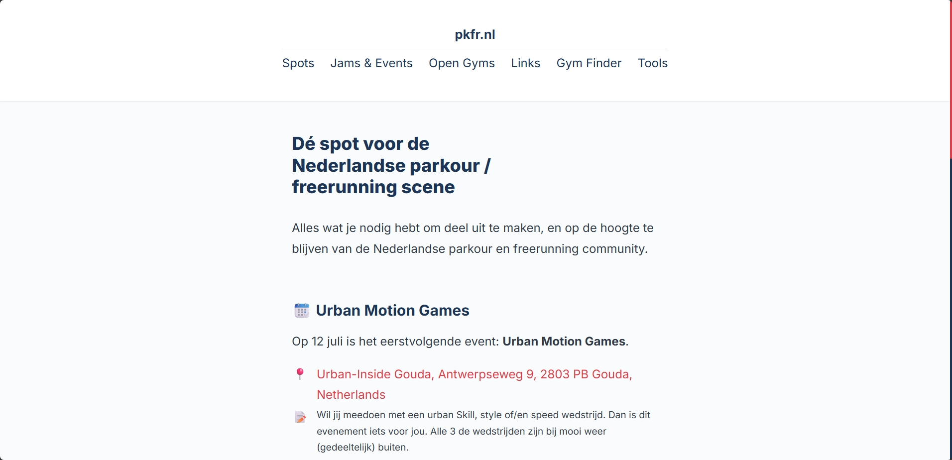 PKFR.nl Screenshot Freerunning
