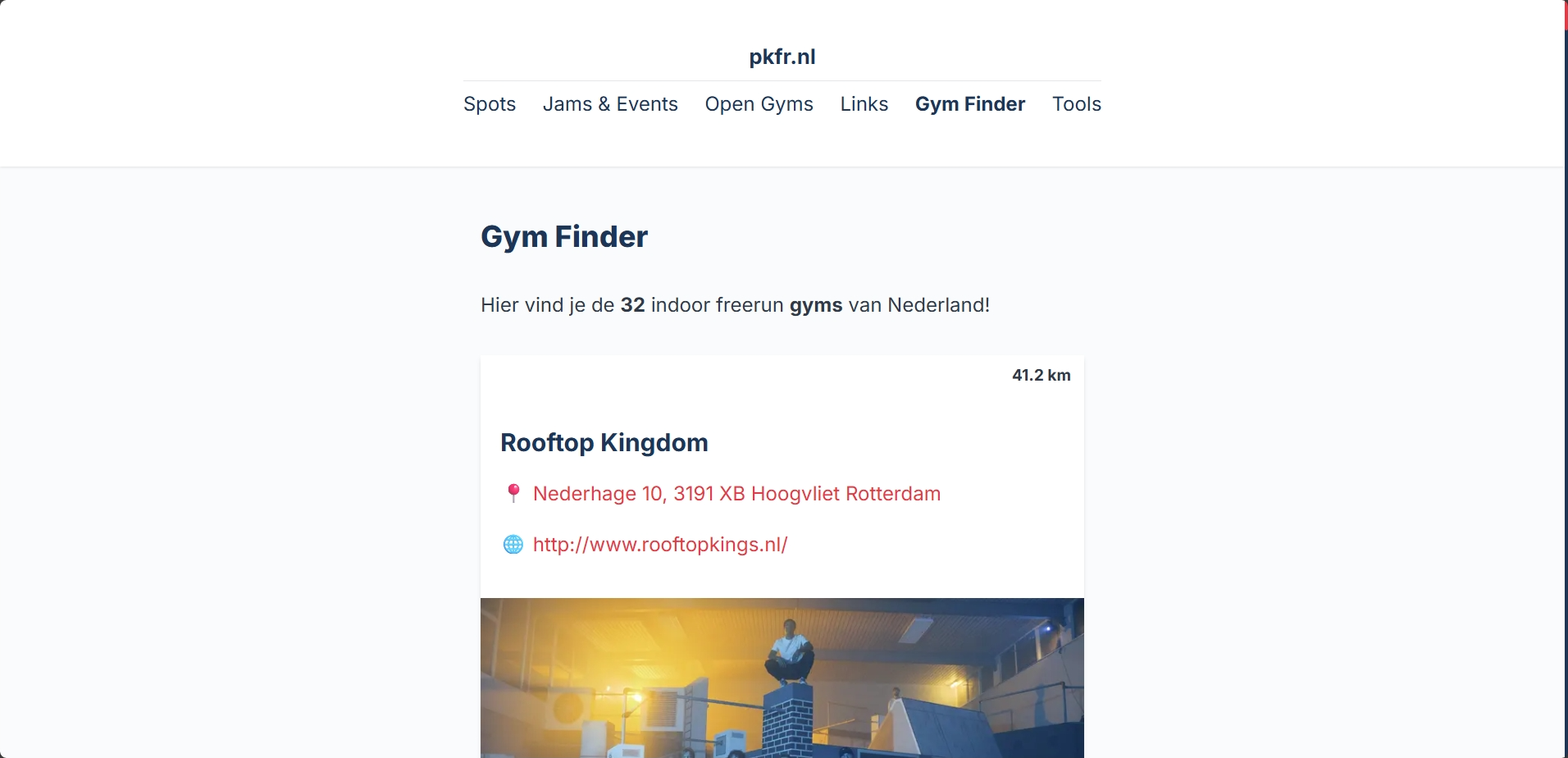 PKFR.nl Screenshot Freerun Gyms