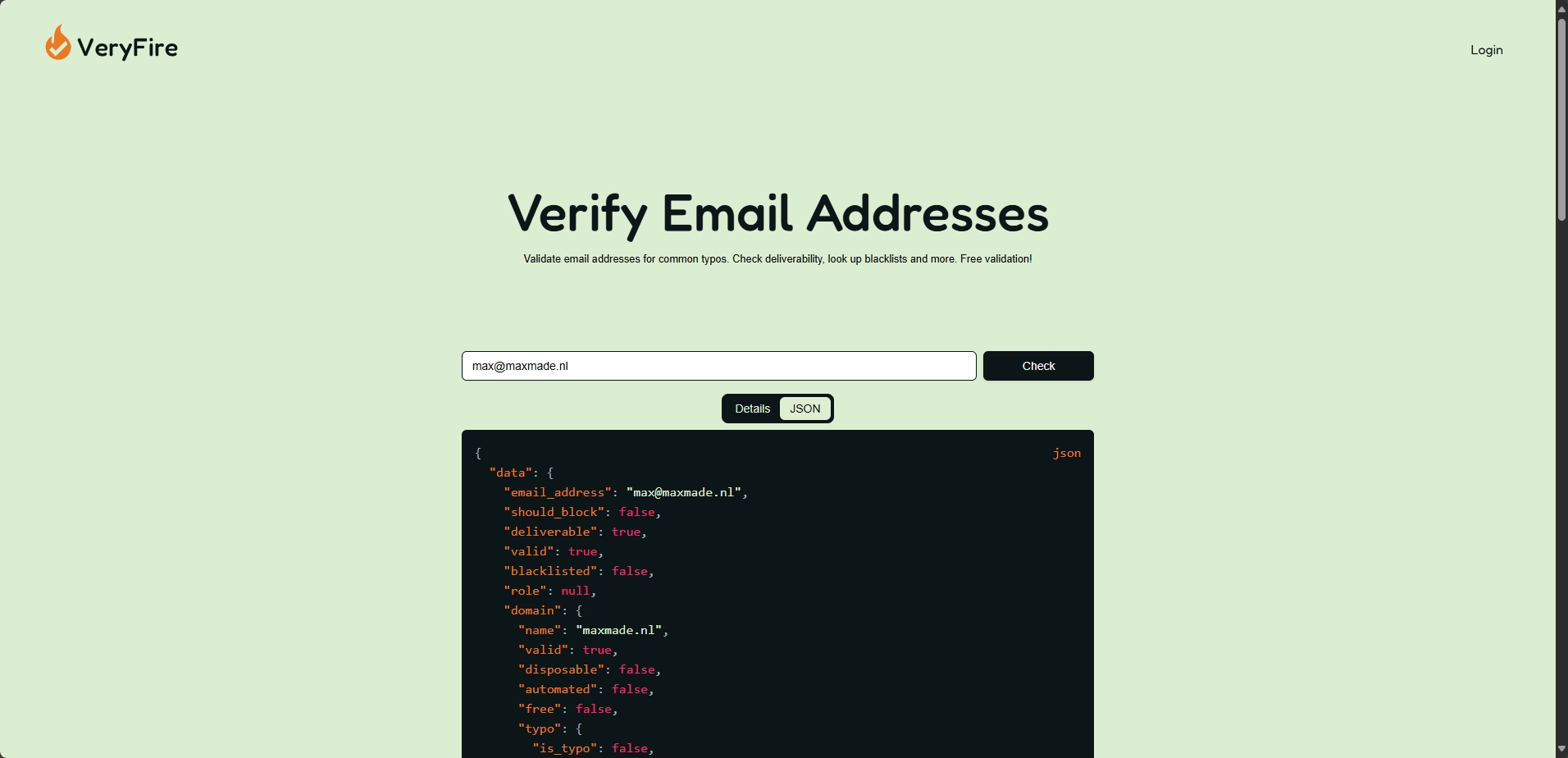 VeryFire Website Screenshot 1